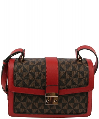 Monogram Push Lock Flap Crossbody Bag LMN033 BROWN 3